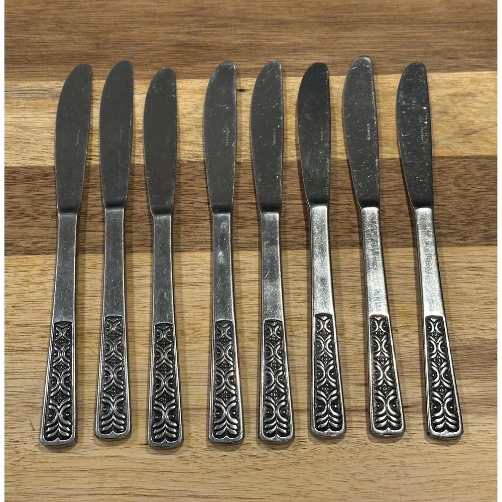 Set of 8 Vintage Alhambra Stainless Japan Butter Knives